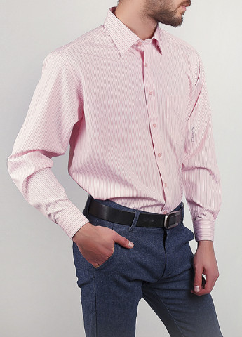 Светло-розовая кэжуал рубашка однотонная Framzoni с длинным рукавом