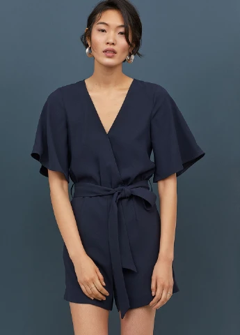 Комбінезон H&M однотонний темно-синій кежуал
