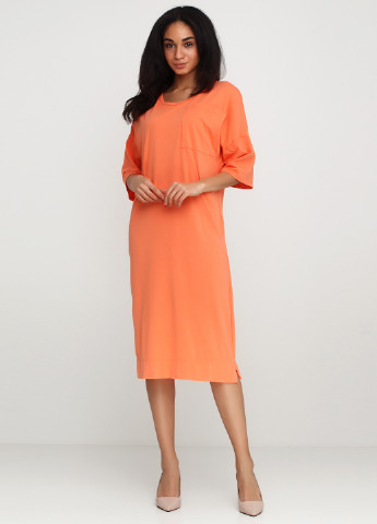 Оранжевое кэжуал платье No Brand однотонное