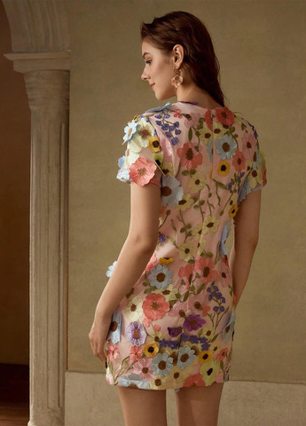 Персикова кежуал сукня а-силует SHEIN з квітковим принтом