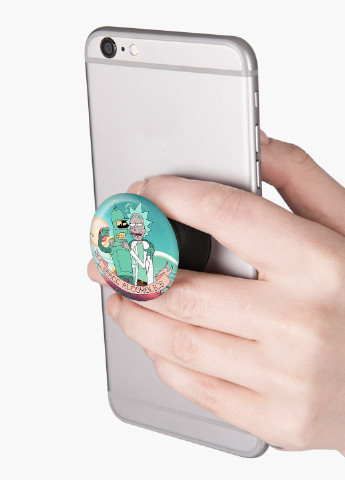 Попсокет (Popsockets) тримач для смартфону Рік Санчез Рік і Морті (Rick Sanchez Rick and Morty) (8754-2943) Чорний MobiPrint (229014790)