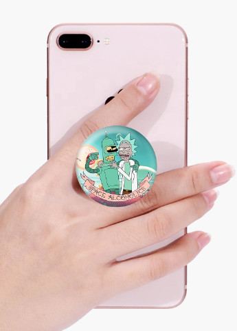 Попсокет (Popsockets) тримач для смартфону Рік Санчез Рік і Морті (Rick Sanchez Rick and Morty) (8754-2943) Чорний MobiPrint (229014790)