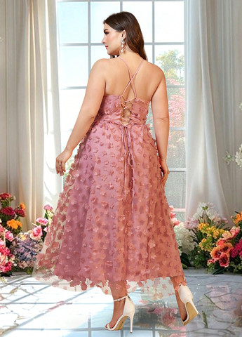 Розовое праздничный платье клеш SHEIN однотонное