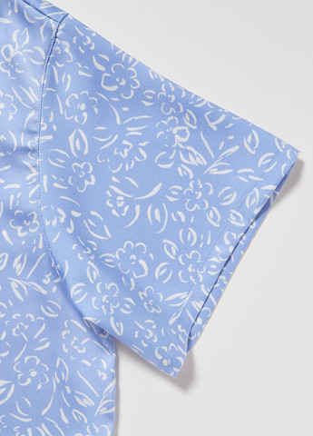Голубая всесезон пижама (рубашка, шорты) рубашка + шорты Uniqlo