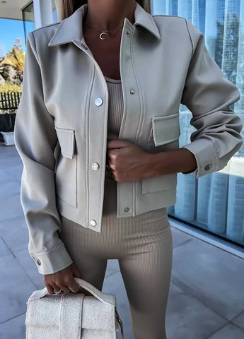 Бежевый женский жакет No Brand однотонный - демисезонный