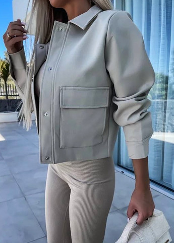 Бежевый женский жакет No Brand однотонный - демисезонный