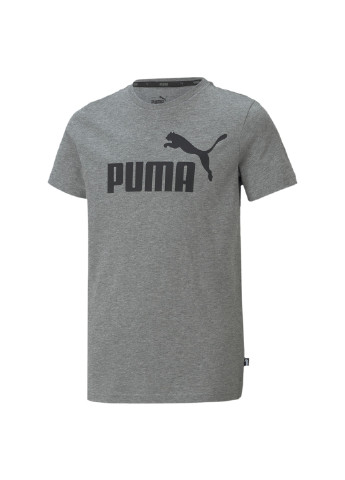 Серая демисезонная детская футболка essentials logo youth tee Puma