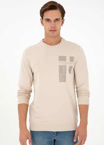 Песочный свитшот U.S. Polo Assn. логотип без декора (322953581)