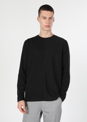 Лонгслів Colin's однотонний чорний кежуали поліестер, трикотаж