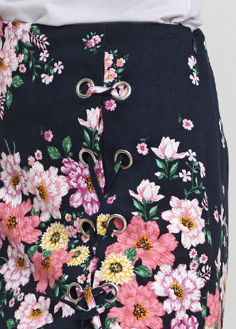 Темно-синяя джинсовая цветочной расцветки юбка H&M