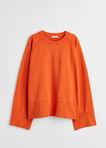 Свитшот H&M - крой однотонный оранжевый кэжуал - (254974415)
