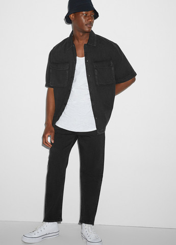 Черная джинсовая рубашка однотонная C&A