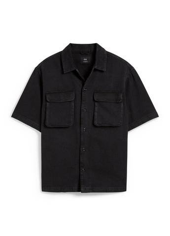 Черная джинсовая рубашка однотонная C&A