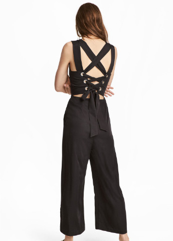 Комбинезон H&M однотонный чёрный кэжуал вискоза