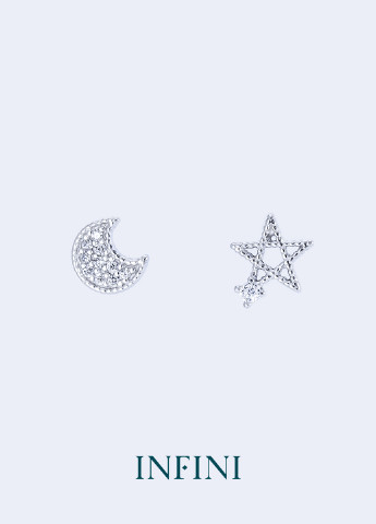 Серьги серебряные Infini месяц и звезда (251126748)