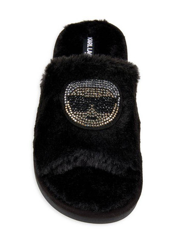 Черные тапочки Karl Lagerfeld со стразами, с логотипом