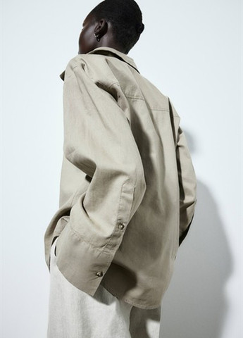 Темно-бежевая кэжуал рубашка однотонная H&M