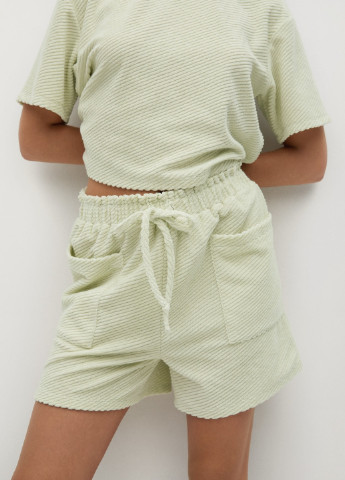 Светло-зеленая всесезон хлопковый комплект фротте футболка + шорты Mango SET 2Pack