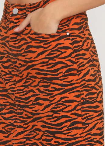 Оранжевая кэжуал с абстрактным узором юбка Boohoo Boutique карандаш