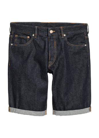 Шорты джинсовые H&M однотонные тёмно-синие джинсовые