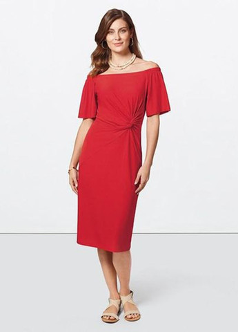 Яскраво-червона кежуал сукня з відкритими плечима Avon однотонна