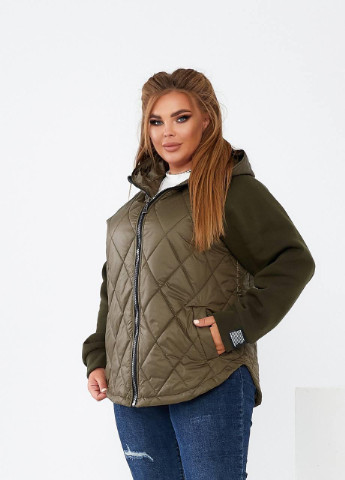 Оливковая (хаки) женская демисезонная куртка цвета хаки р.48/50 376075 New Trend