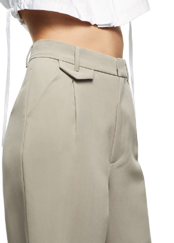 Фисташковые кэжуал демисезонные прямые брюки Zara