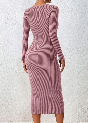 Розовое кэжуал платье силуэтная SHEIN однотонное