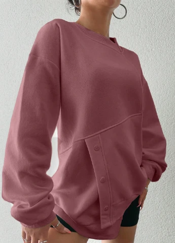 Светло-розовый свитшот SHEIN однотонный без декора (311512862)