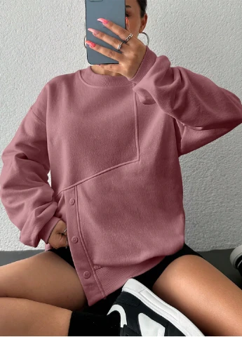 Светло-розовый свитшот SHEIN однотонный без декора (311512862)