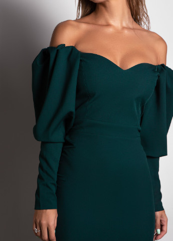 Смарагдова коктейльна зелена облягаюча сукня міді еnorme Lipinskaya Brand однотонна