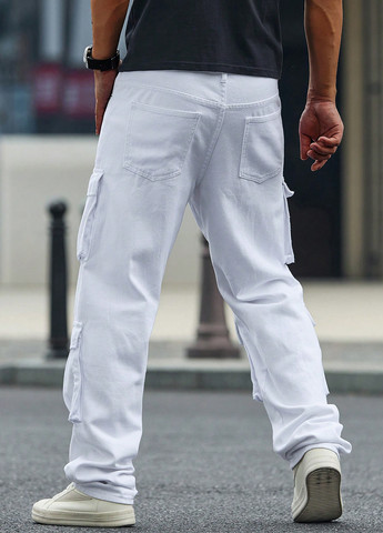 Белые демисезонные прямые джинсы SHEIN