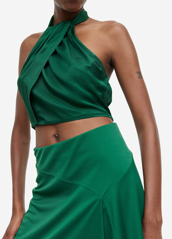 Зеленая кэжуал однотонная юбка H&M клешированная