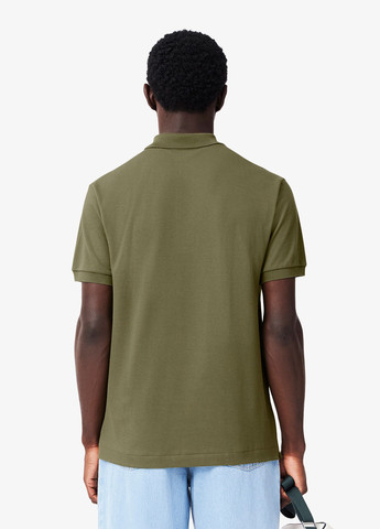 Оливковая (хаки) футболка-поло для мужчин Lacoste однотонная