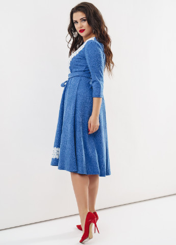 Синее кэжуал платье миди New Style с цветочным принтом