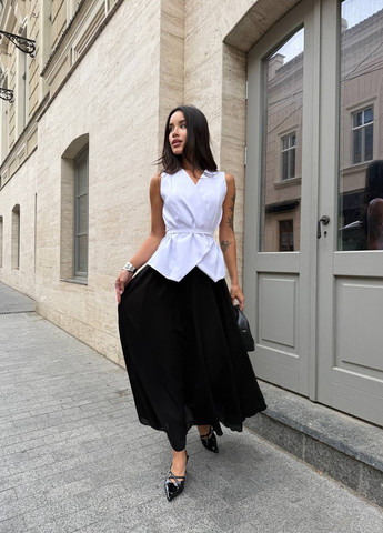 Чорно-білий літній комплект (жилет, спідниця) No Brand