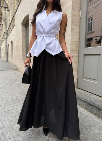 Чорно-білий літній комплект (жилет, спідниця) No Brand