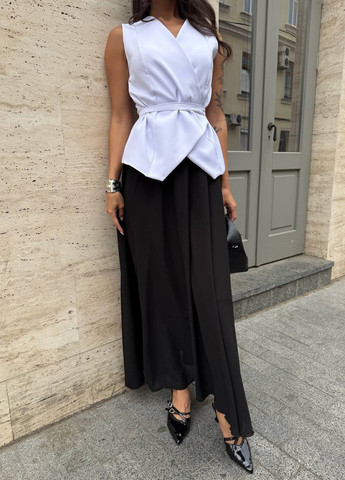 Чорно-білий літній комплект (жилет, спідниця) No Brand