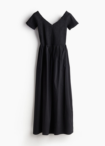 Черное кэжуал платье с открытыми плечами H&M однотонное