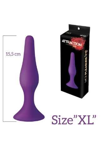 Анальная пробка на присоске Attraction Toys №35 Purple, длина 15,5см, диаметр 3,8см MAI (254953890)