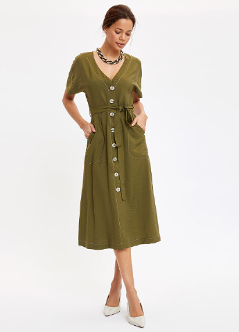 Зеленое кэжуал платье DeFacto