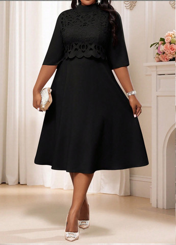 Чорна святковий, вечірня сукня а-силует SHEIN однотонна