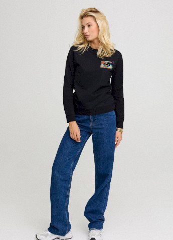 Черный світшот жіночий basic /no flis/ YAPPI (254658801)