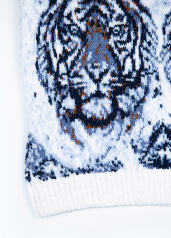 Білий демісезонний светр дитячий зимовий з тиграми 3/4-7/8 Pulltonic