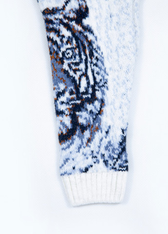 Белый демисезонный свитер детский зимний с тиграми 3/4-7/8 Pulltonic
