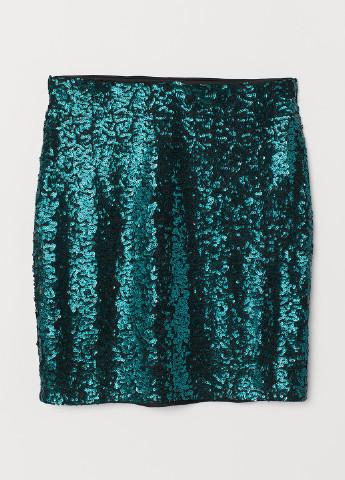 Изумрудная кэжуал однотонная юбка H&M карандаш