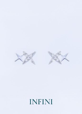 Серьги серебряные Infini 2 звезды (250152989)