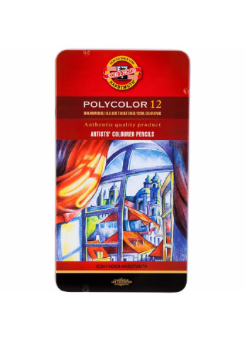Карандаши цветные Polycolor метал. пенал 12 цветов (3822012002PL) Koh-I-Noor (254069101)
