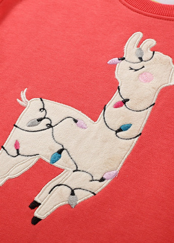 Jumping Meters свитшот для девочки праздничная лама анималистичный красный кэжуал хлопок