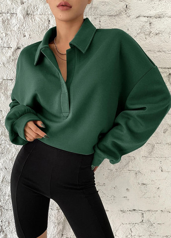 Зеленая женская футболка-поло SHEIN однотонная